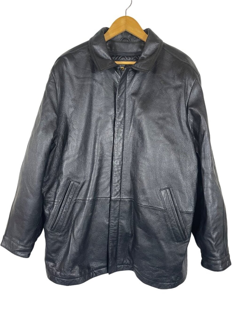 Reed Mens Black Leather Coat sz 44 Removable Quilted Vest Lining Thinsulate VTG